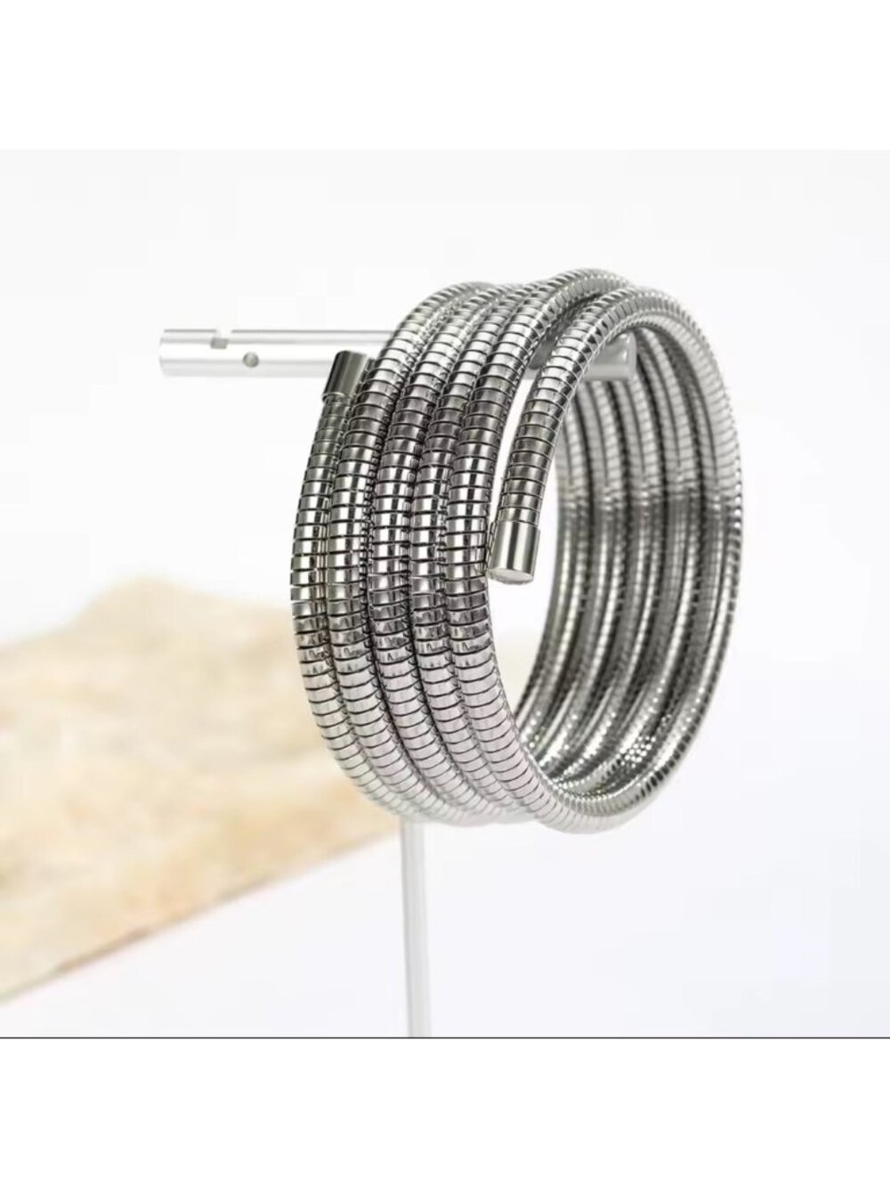 Minimalist Silver Spiral Cuff Bracelet - Picture 6 of 8
